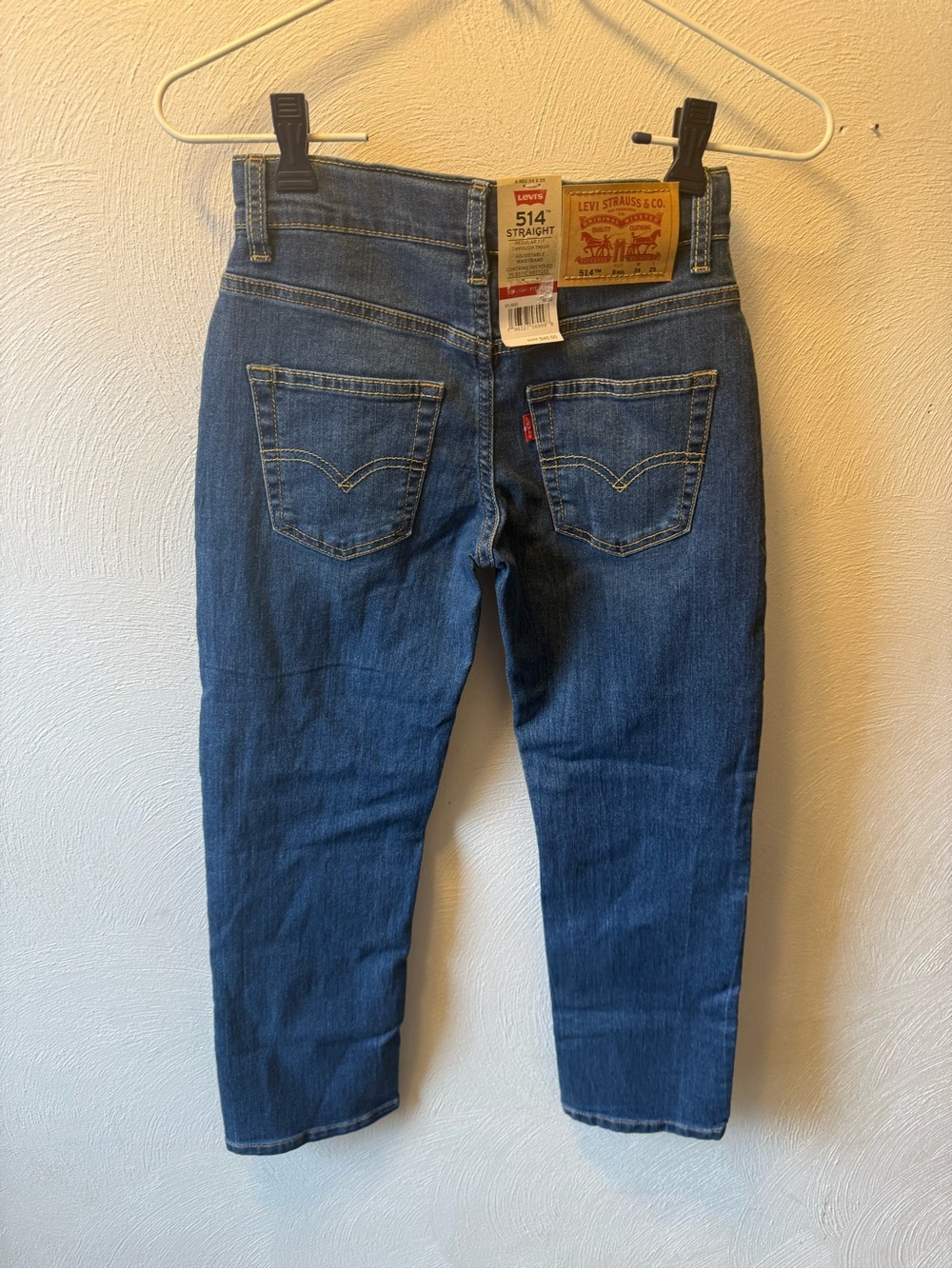Levi’s 514 Straight Fit Jeans Boys Sz 8 24x25 NWT Stretch Denim Adjustable Waist - Picture 2 of 5